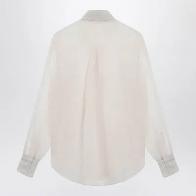 Brunello Cucinelli Crispy Shirt With Monile Detail In Neutral