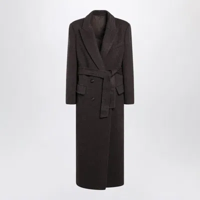 Brunello Cucinelli Cashmere And Wool Belted Coat In Brown