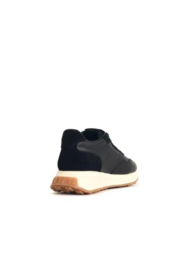 Hogan Streamlined Black Sneakers With Suede Texture In Multi