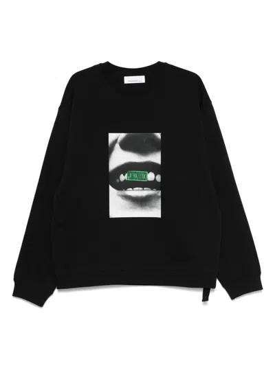 Oamc Loose Fit Crewneck Smile Print Clothing In Black