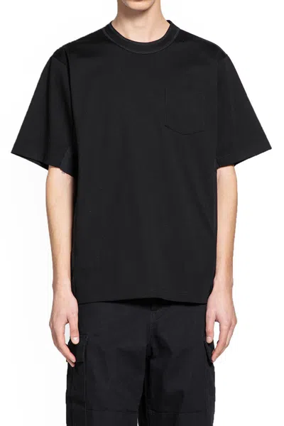 Sacai Suiting X Cotton Jersey Tee In Black
