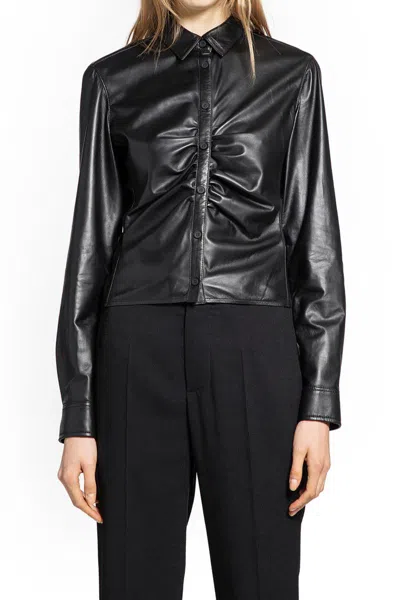 Balenciaga Runched Long-sleeve Shirt In Black