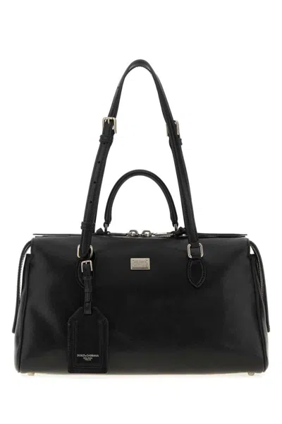 Dolce & Gabbana Calf Leather Shoulder Bag Vittoria Model In Black