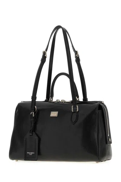 Dolce & Gabbana Calf Leather Shoulder Bag Vittoria Model In Black