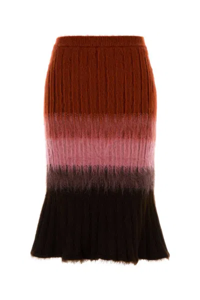 Fendi Gradient Mohair And Wool High-waisted Midi Skirt Clothing In Multi