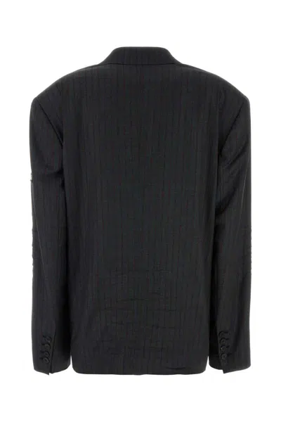 Balenciaga Wool Blazer With Embroidery And Pockets In Gray