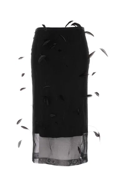 Jil Sander Feather-embellished Midi Skirt In Black