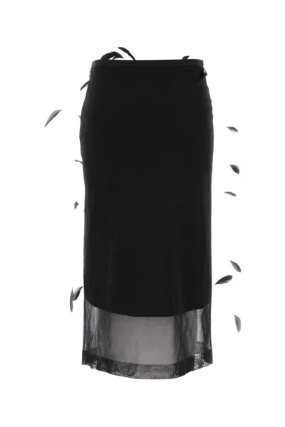 Jil Sander Feather-embellished Midi Skirt In Black