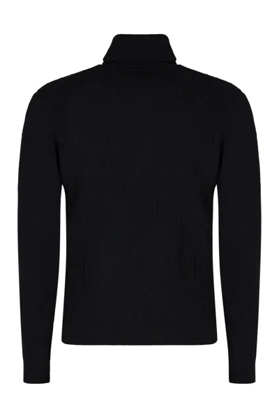 Slowear Virgin Wool Turtleneck Sweater In Black