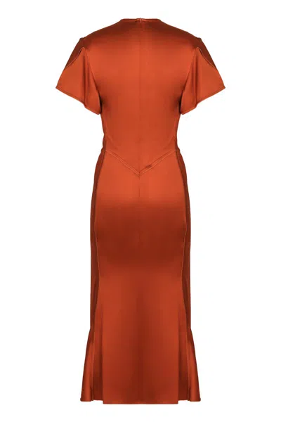 Victoria Beckham Midi Dress Eve In Orange
