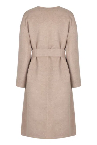Fabiana Filippi Coat In Double Wool And Cashmere In Neutral