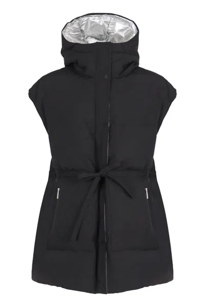 Herno Sleeveless Down Jacket With Hood In Black