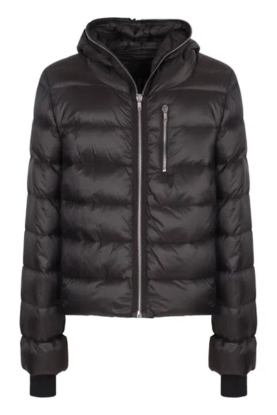 Rick Owens Full-zip Down Jacket With Hood In Black