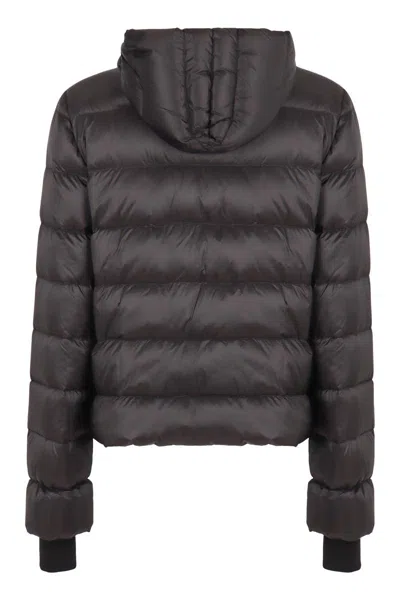 Rick Owens Full-zip Down Jacket With Hood In Black