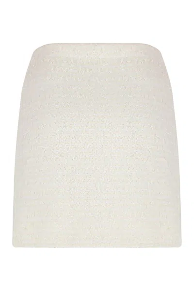 Self-portrait Midi Skirt With Decorative Buttons And Pockets In White