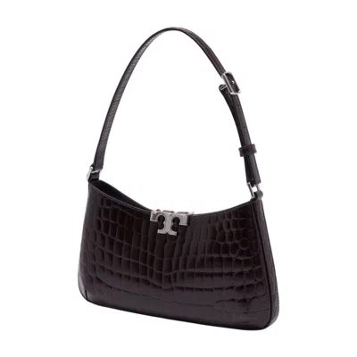 Tory Burch Eleanor Croc-embossed Slim Shoulder Bag In Brown