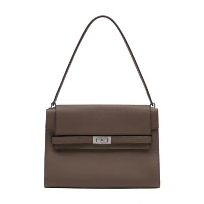 Tory Burch Lee Radziwill Pebble Large Purse In Brown