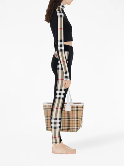 Burberry Check Motif Cropped Sweatshirt In Black