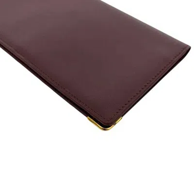 Pre-owned Cartier Bordeaux Leather Long Wallet (bi-fold) () In Burgundy