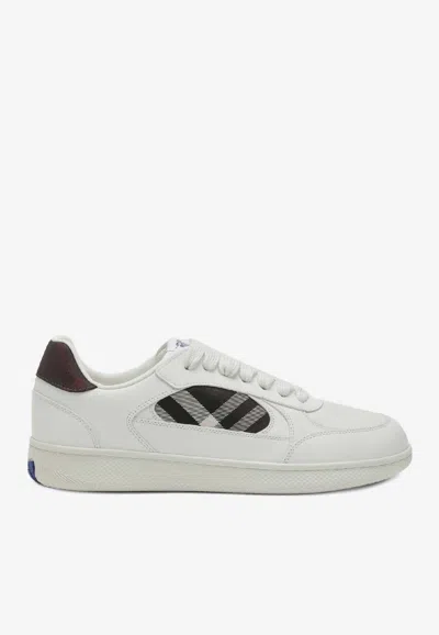 Burberry Leather And Check Sneaker Terrace In White