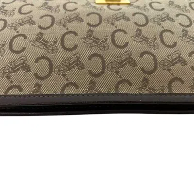 Pre-owned Celine Beige Brown Canvas Leather Clutch Bag () In Multi