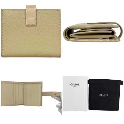Pre-owned Celine Beige Cream Leather Wallet (bi-fold) ()