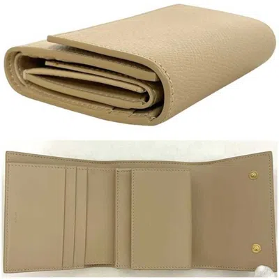 Pre-owned Celine Beige Leather Wallet (tri-fold) () In Sand