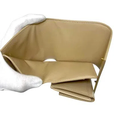 Pre-owned Celine Beige Leather Wallet (tri-fold) () In Sand