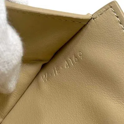 Pre-owned Celine Beige Leather Wallet (tri-fold) () In Sand