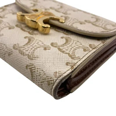 Pre-owned Celine Beige White Pvc Leather Wallet (tri-fold) () In Multi