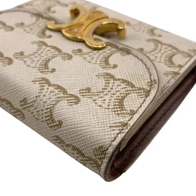 Pre-owned Celine Beige White Pvc Leather Wallet (tri-fold) () In Multi