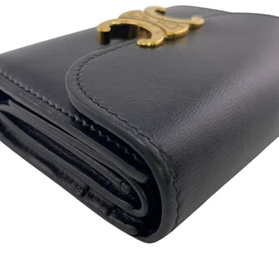 Pre-owned Celine Black Leather Wallet (tri-fold) ()
