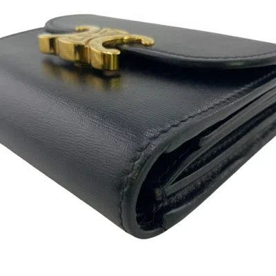 Pre-owned Celine Black Leather Wallet (tri-fold) ()
