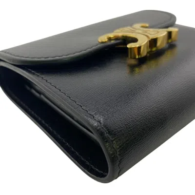 Pre-owned Celine Black Leather Wallet (tri-fold) ()