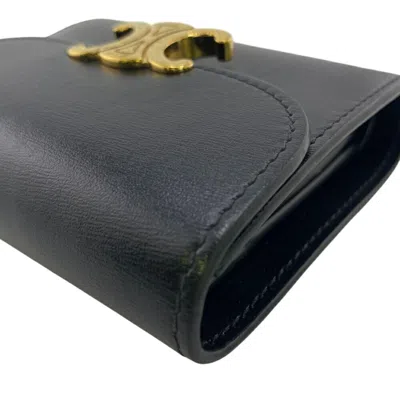 Pre-owned Celine Black Leather Wallet (tri-fold) ()