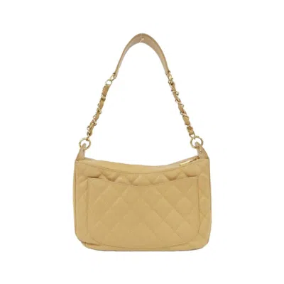 Pre-owned Chanel Beige Grained Calfskin Shoulder Bag () In Sand