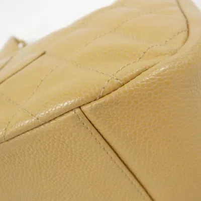 Pre-owned Chanel Beige Grained Calfskin Shoulder Bag () In Sand
