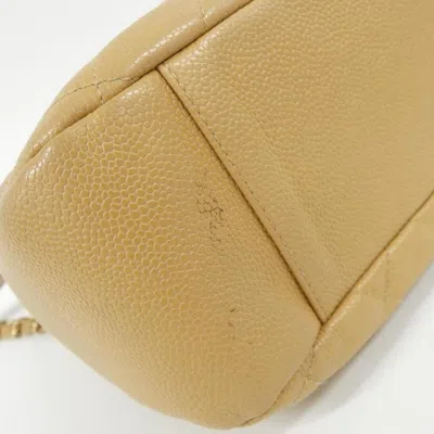 Pre-owned Chanel Beige Grained Calfskin Shoulder Bag () In Sand