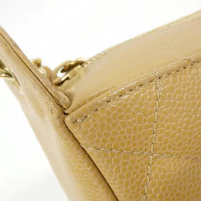 Pre-owned Chanel Beige Grained Calfskin Shoulder Bag () In Sand