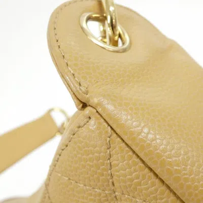 Pre-owned Chanel Beige Grained Calfskin Shoulder Bag () In Sand