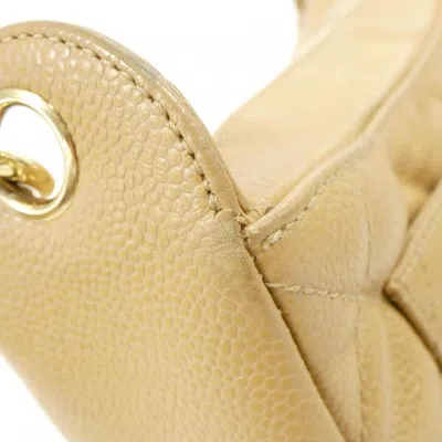 Pre-owned Chanel Beige Grained Calfskin Shoulder Bag () In Sand