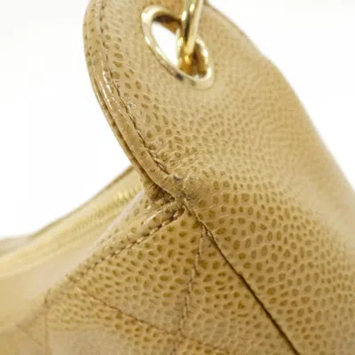 Pre-owned Chanel Beige Grained Calfskin Shoulder Bag () In Sand