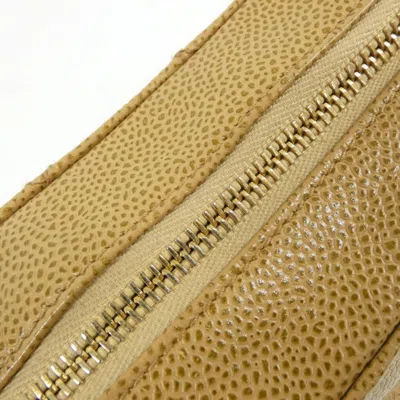 Pre-owned Chanel Beige Grained Calfskin Shoulder Bag () In Sand