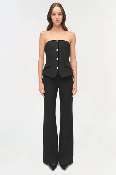 Simkhai Cambrie Velvet Trimmed Bustier Top In Black