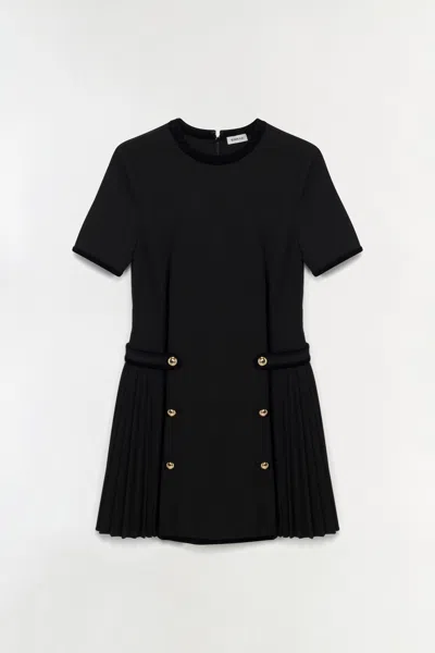 Simkhai Doria Short-sleeve Velvet-trim Mini Dress In Black