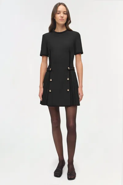 Simkhai Doria Short-sleeve Velvet-trim Mini Dress In Black