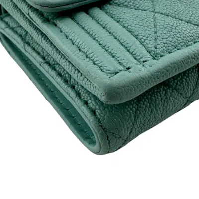 Pre-owned Chanel Boy  Blue Leather Wallet (tri-fold) ()