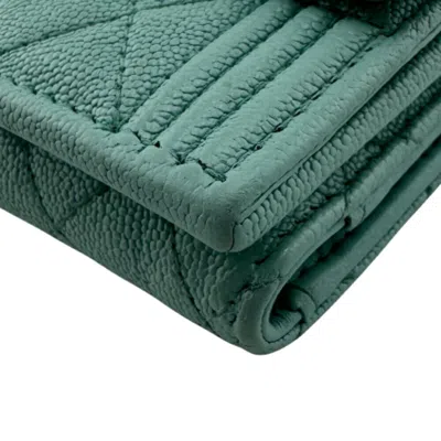 Pre-owned Chanel Boy  Blue Leather Wallet (tri-fold) ()