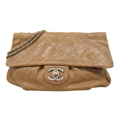Pre-owned Chanel Brown Grained Calfskin Shoulder Bag ()