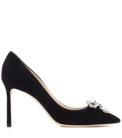 Shop Jimmy Choo Jasmine 85 Pumps With Crystal Buttons In Llack